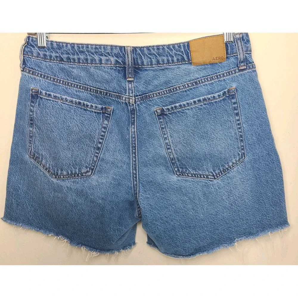 Aeropostale Baggy Denim Shorts Womens Size 10 Raw Hem Cotton Blue Jean 6